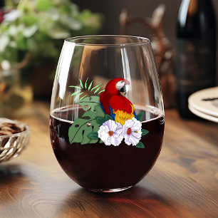 Roter Papagei Tropischer Vogelsittich Weinglas Ohne Stiel