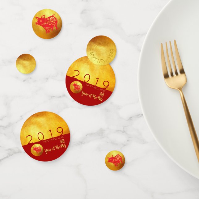 Roter Paperschnitt 2019 Goldenes Party Confetti Konfetti (Gruppe)