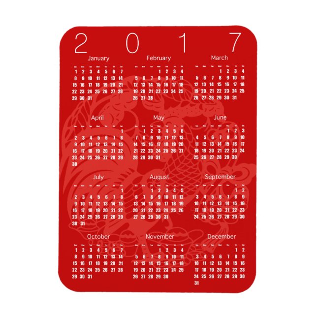 Roter Paperschnitt-Kalender 2017 Magnet 2 (Vertikal)