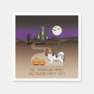 Roter Papillon Hund und Halloween Spuk Haus Serviette