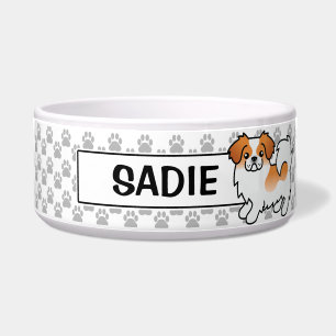 Roter Parti-Farben Tibetan Spaniel Cartoon-Hund Napf