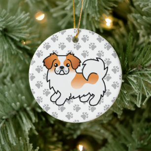Roter Parti-Farben Tibetan Spaniel Süßer Cartoon-H Keramik Ornament