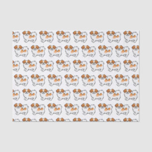 Roter Parti-Farben Tibetan Spaniel Süßer Hund Must Seidenpapier