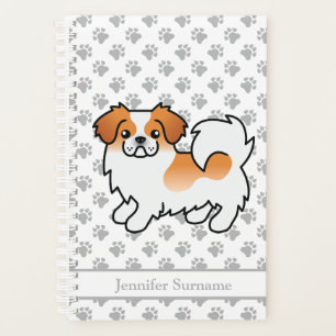 Roter Parti-Farben Tibetan Spaniel Süßer Hund & Te Planer
