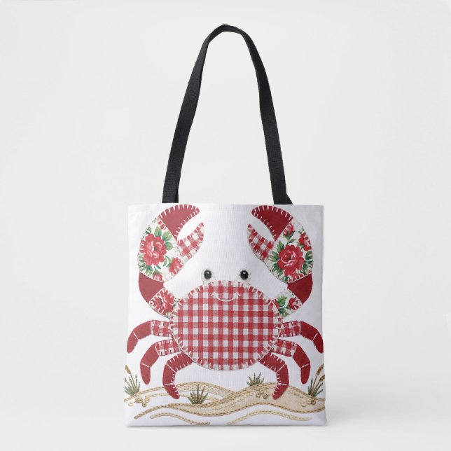 Roter Patchwork-Quilt-Krebs (Vorderseite)