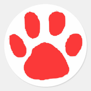 roter Pawprint (Paw Print) Runder Aufkleber