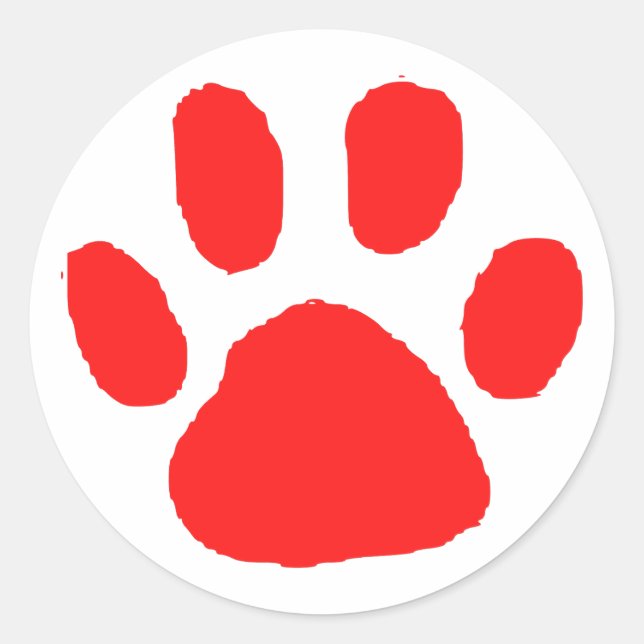 roter Pawprint (Paw Print) Runder Aufkleber (Vorderseite)