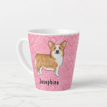 Roter Pembroke Welsh Corgi auf rosa Herzen mit Nam