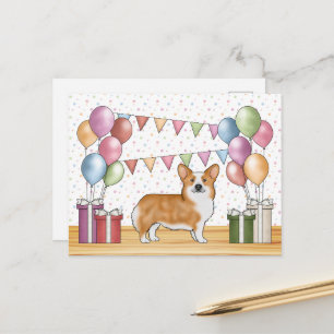 Roter Pembroke Welsh Corgi Bunter Pastell-Geburtst Postkarte