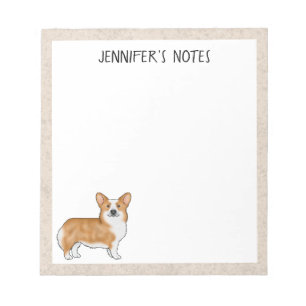 Roter Pembroke Welsh Corgi Hund mit individuellem Notizblock