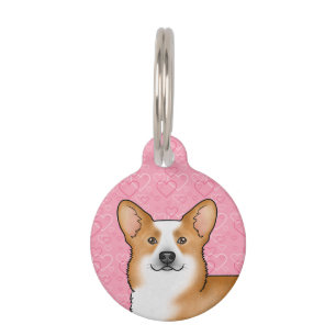 Roter Pembroke Welsh Corgi Hundekopf Liebe Herz Ro Haustiermarke