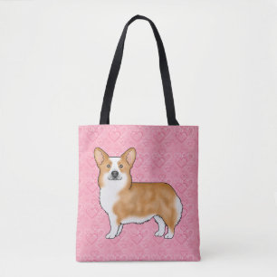 Roter Pembroke Welsh Corgi Liebesherzmuster Rosa