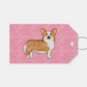 Roter Pembroke Welsh Corgi Liebesherzmuster Rosa Geschenkanhänger
