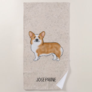 Roter Pembroke Welsh Corgi Süßer Hund Mit Benutzer Strandtuch