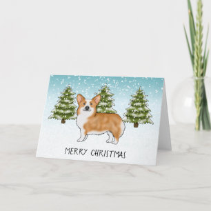 Roter Pembroke Welsh Corgi Winter Frohe Weihnachte Karte