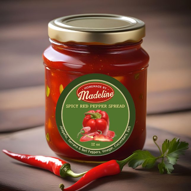 Roter Pfeffer sprießt grün und rot Runder Aufkleber (Von Creator hochgeladen)