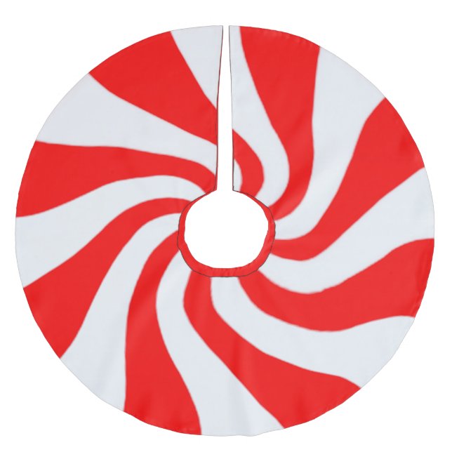 Roter Pfefferminz-Wirbels-Baum-Rock Polyester Weihnachtsbaumdecke (Vorderseite)