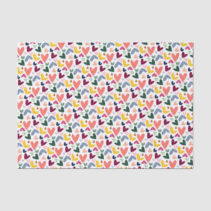 Roter Pfirsich Rosa Rosa Blau Herzmuster Seidenpapier