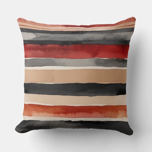 Roter Pfirsich und schwarze Streifen Kissen (Vorderseite)