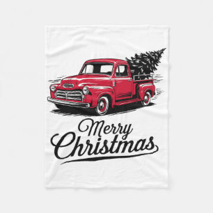 Roter Pickup-Truck Weihnachtsbaum Vintage Weihnach Fleecedecke