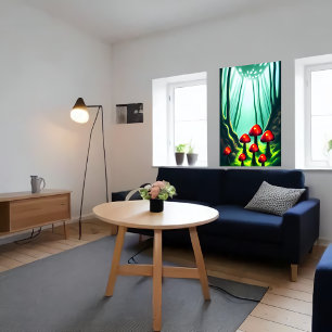 Roter Pilz im Wald   AI Art Poster