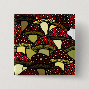 Roter Pilz-Knopf Button