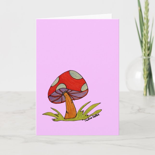 Roter Pilz mit violettem Hintergrund Karte (Vorderseite)