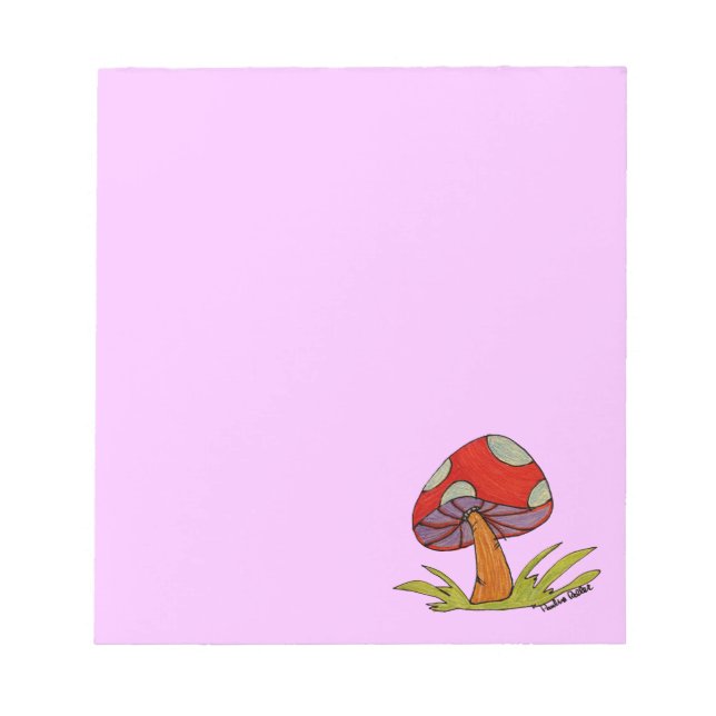 Roter Pilz mit violettem Hintergrund Notizblock (Vorderseite)