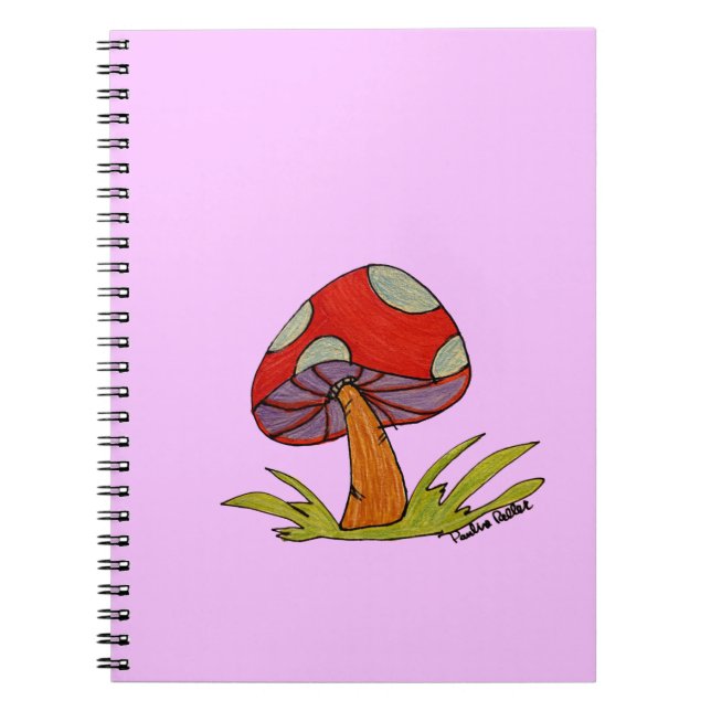 Roter Pilz mit violettem Hintergrund Notizblock (Vorderseite)
