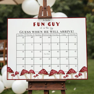 Roter Pilz-Spaß-Typ Baby Shower Termin-Kalender Poster