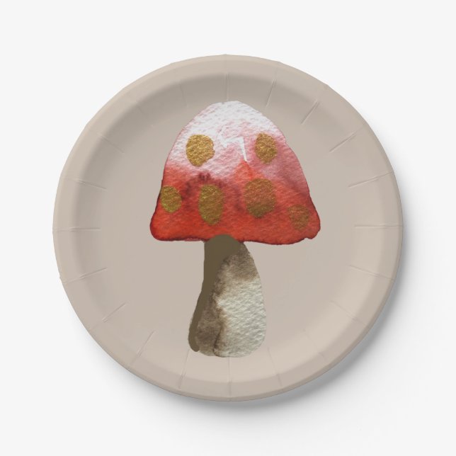Roter Pilz Toadstool Magie Pappteller (Vorderseite)
