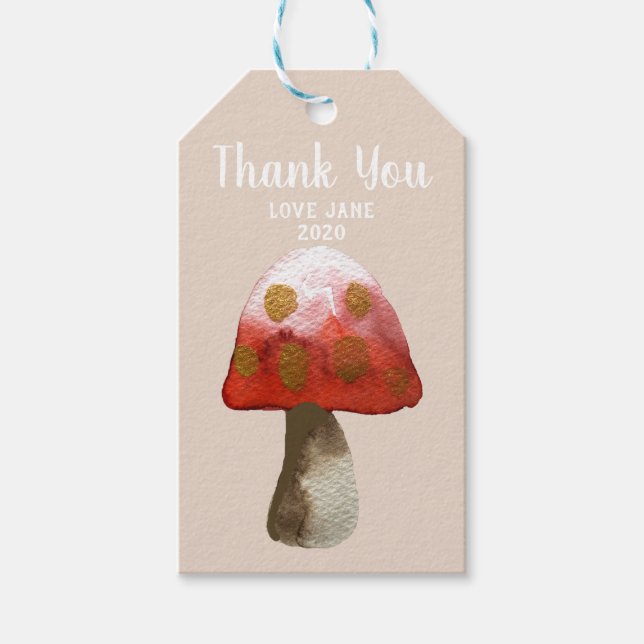 Roter Pilz Toadstool magisches Weinlabel Geschenkanhänger (Vorderseite)