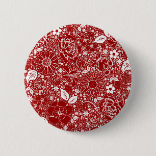 Roter Pinback für Botanische Schönheiten Button