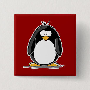 Roter Pinguinknopf Button