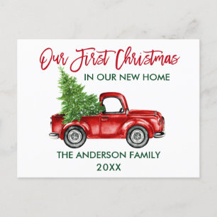 Roter Pinsel Schriftzug Erstes Weihnachten Neues Z Postkarte