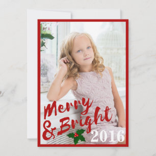 Roter Pinselstrich Merry & Bright Year Red Frame Feiertagskarte