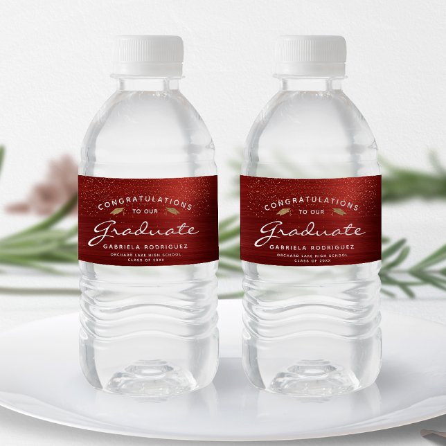 Roter Pinselstrich (Metal), White Script, Gold Cap Wasserflaschenetikett (Von Creator hochgeladen)