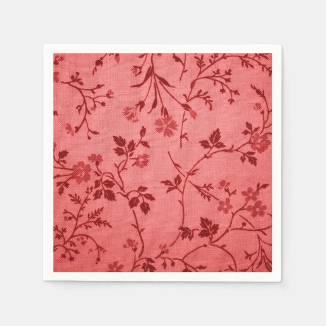 Roter Pisley-Stoff wie Leinenlook Serviette (Vorderseite)