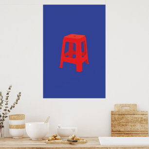 Roter Plastik Hocker Druck Poster