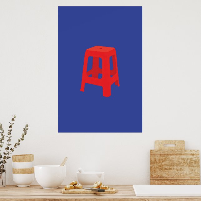 Roter Plastik Hocker Druck  Poster (Küche)