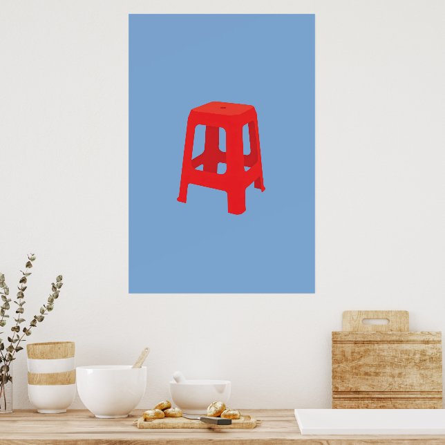 Roter Plastik-Hocker-Druck  Poster (Küche)