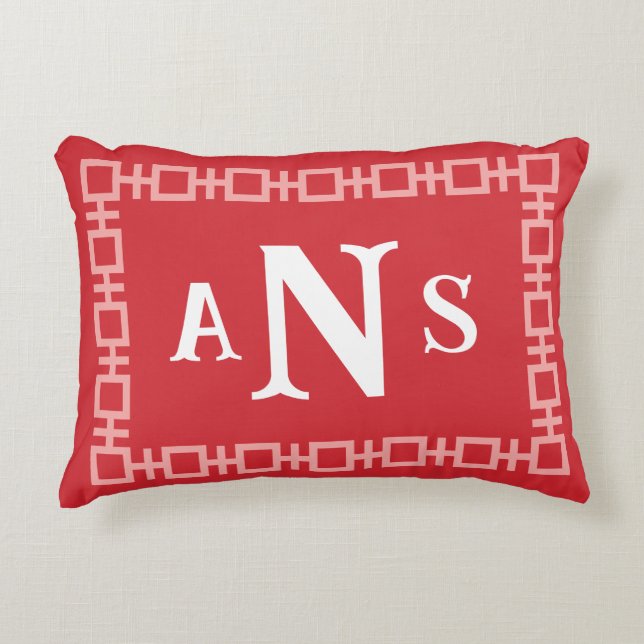 Roter Platz, griechisches Schlüsselmonogramm Dekokissen (Vorderseite)