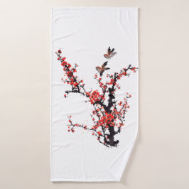 Roter Plum Blossom Badehandtuch