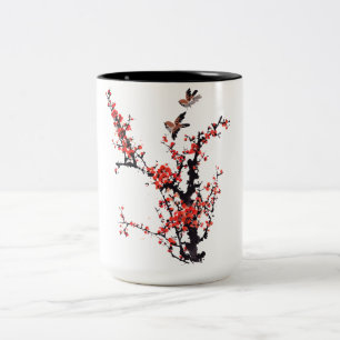 Roter Plum Blossom Zweifarbige Tasse