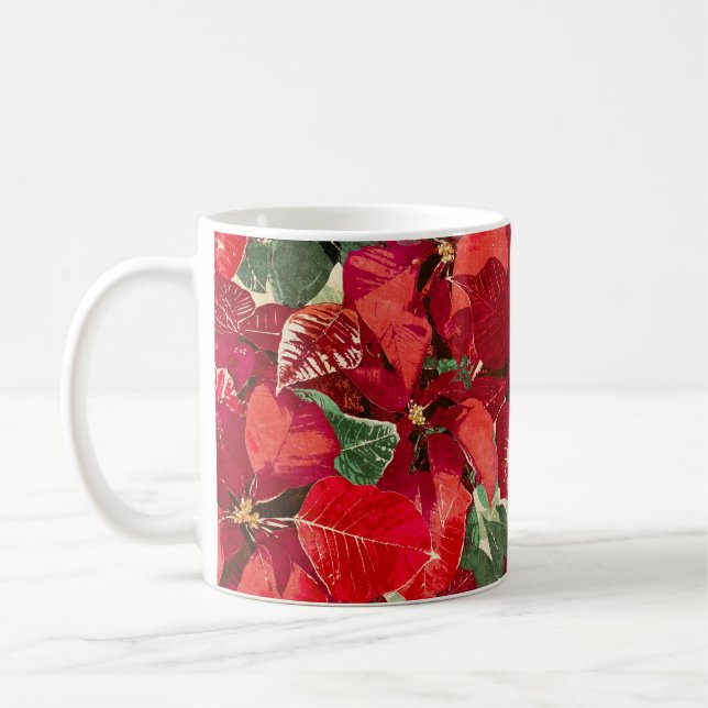 Roter Poinsettia-Feiertag Kaffeetasse (Links)