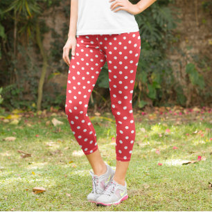 Roter Polka-Hund Capri Leggings