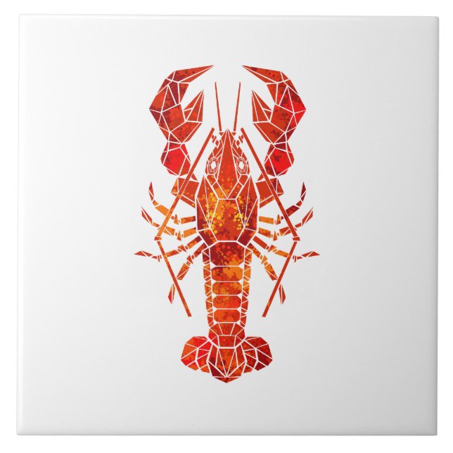 Roter polygonal Hummer Fliese (Vorderseite)