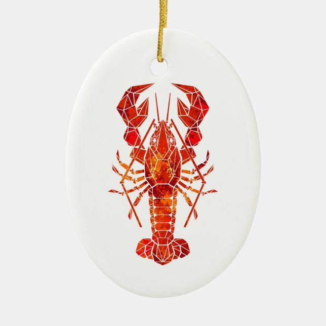 Roter polygonal Hummer Keramik Ornament (Vorne)