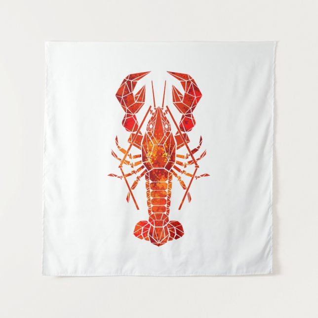 Roter polygonal Hummer Wandteppich (Vorderseite)
