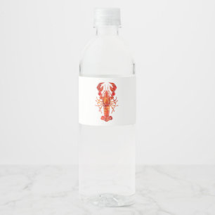 Roter polygonal Hummer Wasserflaschenetikett
